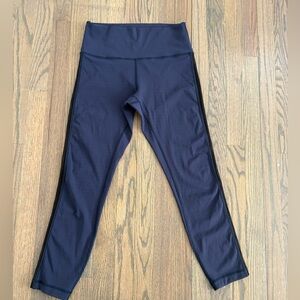 Lulu Lemon High Waist Leggings, Mesh Detail, Navy, Size 8